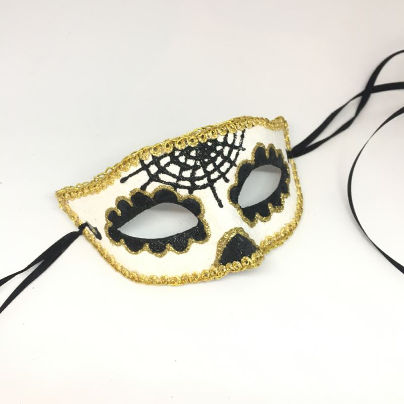 Карнавальная маска Хеллоуин Получереп золотистый