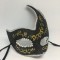 Карнавальная маска ручной работы на палочке "Коломбина узор изумрудные бусы с золотом"